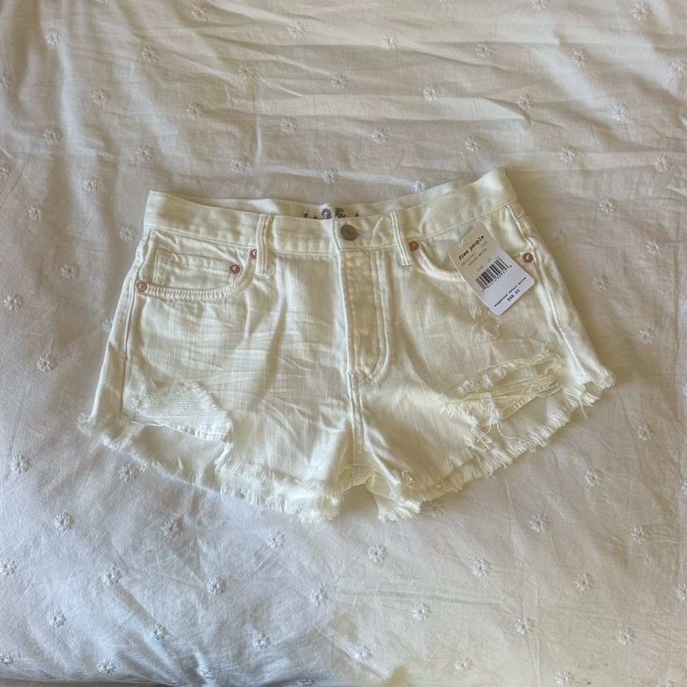 Free People White Jean Shorts